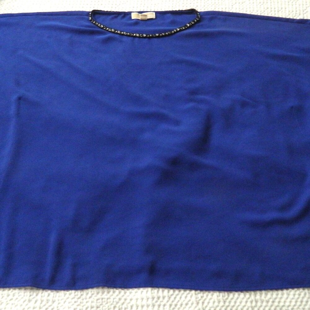 Michael Kors Blue Scarf Kaftan Tunic Blouse L/XL